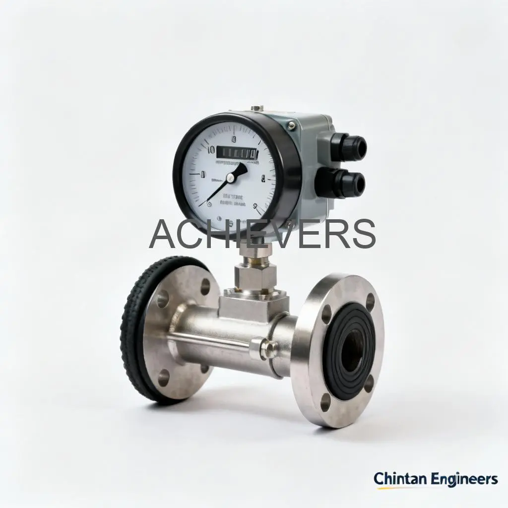 Close-up of Oil Flow Meters with digital display installed on a hydraulic lubrication line showing robust housing