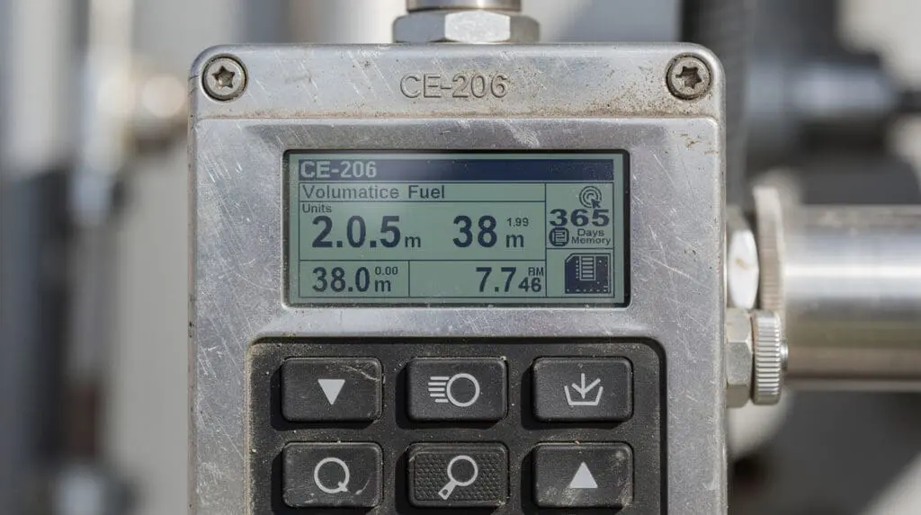CE-206 digital preset controller interface showing 365-day data logging capabilities