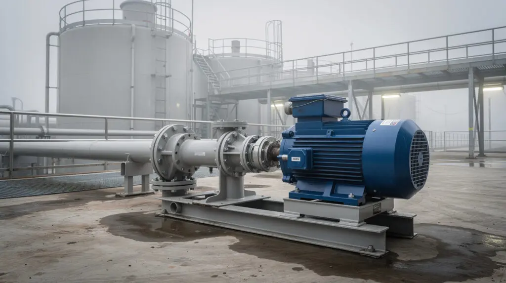 Heavy duty PP pump installed in an industrial effluent treatment plant