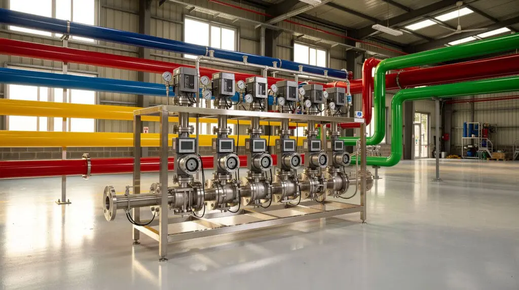 Multi-stream liquid batching manifold for industrial lubricant blending