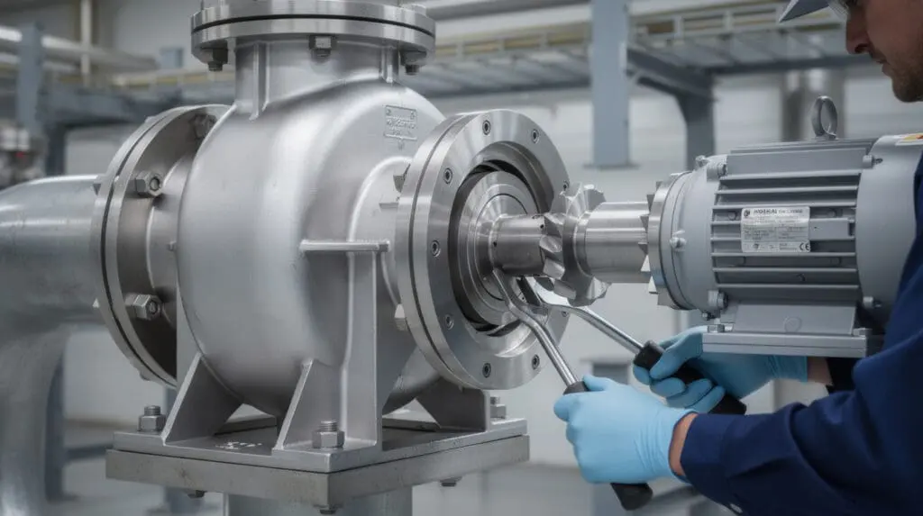 Back pull-out design of a stainless steel centrifugal pump allowing easy maintenance