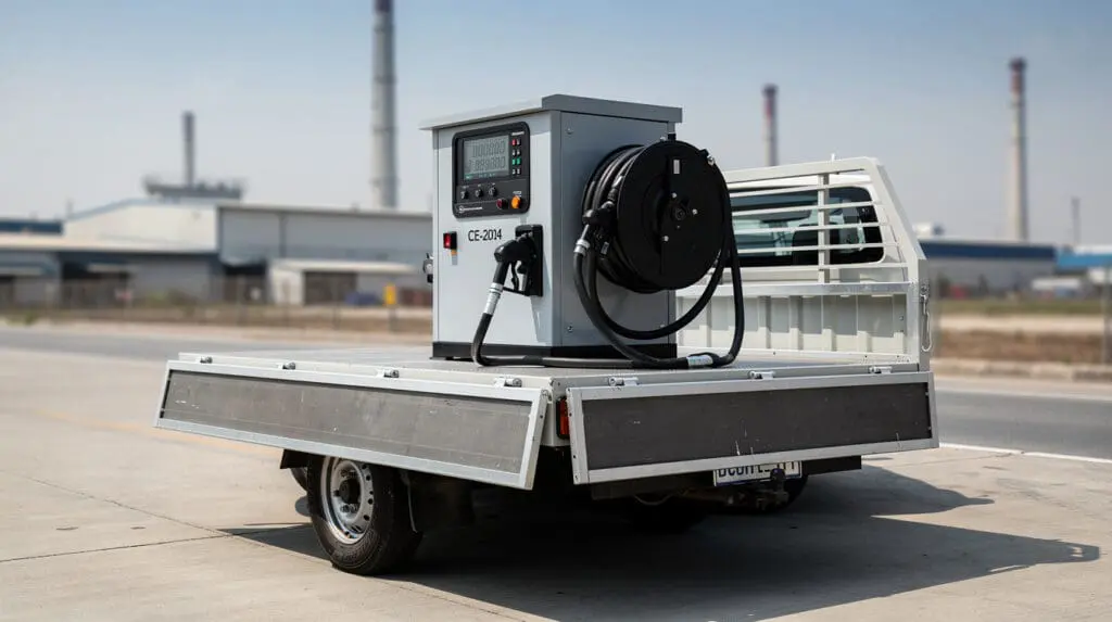 CE-204 high accuracy mobile fuel dispenser kit mounted on an industrial pickup truck