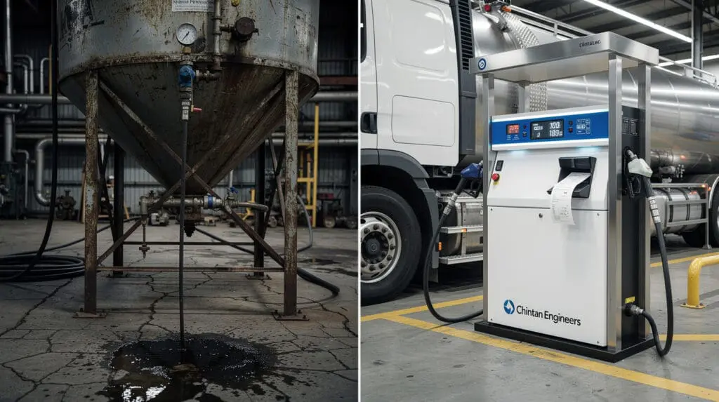 Comparison of manual gravity feed fuel system and automated industrial fuel dispenser